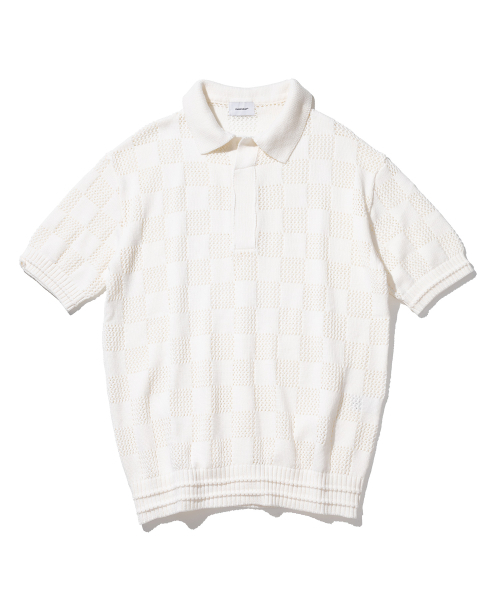 Checkboard messenger knit half‑sleeve MSTNT003-CR