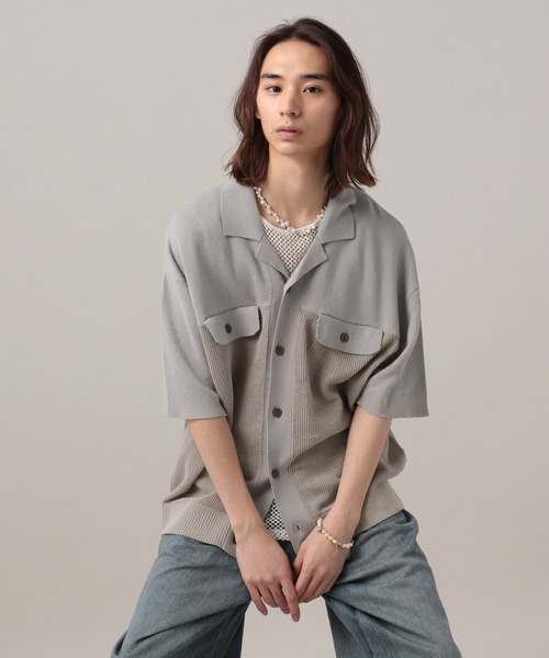 TASTE by Knit — рубашка‑свитер комбинированная (switching knit shirt)