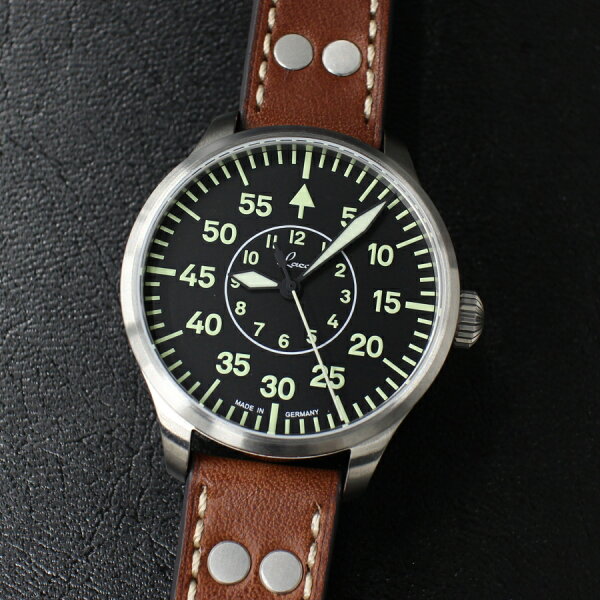 Часы Laco Pilot Aachen39 861990 — автоматические, нержавеющая сталь, мужские, коричневый ремешок