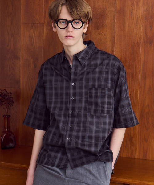 OSKR / Orèskéal Ombre Sheer Check S/S Shirt — полупрозрачная клетчатая рубашка