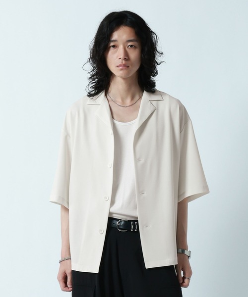 LOOSE SILHOUETTE OPEN COLLAR SHIRTS — рубашка с открытым воротником, эффект охлаждения (сет-ап)