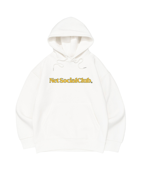 OUTLINE STRAIGHT LOGO BRUSHED HOOD TEE (IVORY) — толстовка‑футболка с капюшоном (айвори)