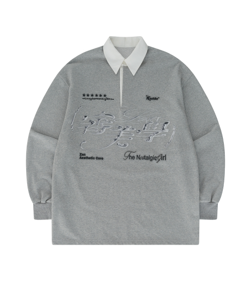 Aesthetic Collar Rugby Shirt — регби‑футболка с эстетичным воротником, серая