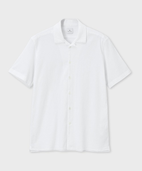 Cotton stretch open collar shirt / 142321 114R — хлопковая рубашка с открытым воротом