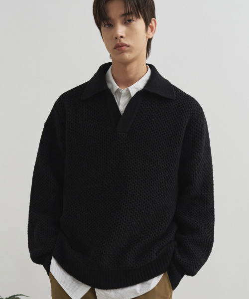 Oversize picket waffle knit [черный] — оверсайз пике/вафельная футболка (черная)