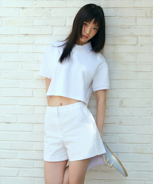 Coultondards Womens Ribbed Crop Pike Polo Shirt [white] — женское рубашка-поло укороченная, ребристая (white)