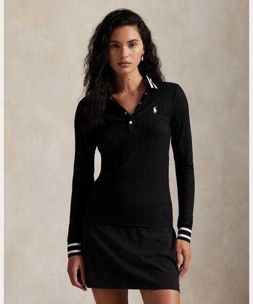 SRIM Fit Rib-knit длинная футболка поло