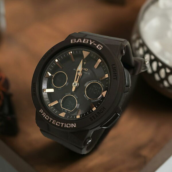 BABY-G BGA-2510-5AJF цифровые детские наручные часы с диодной подсветкой, радиоуправляемые, 1 год официальной гарантии, цвет чайный-браун