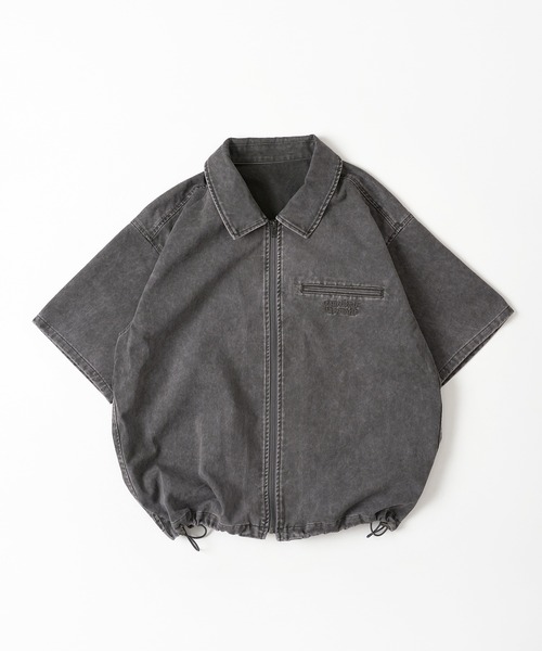 VINTAGE LIKE DRAW CORD SHORT ZIP рубашка — винтажный стиль с кулиской