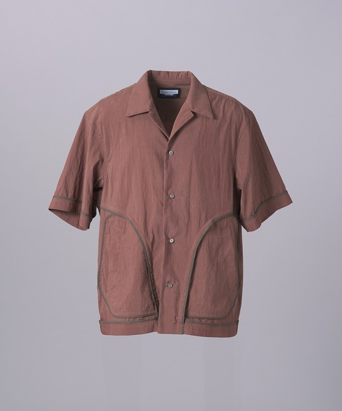 UNISEX Lyocell Nylon Washer рубашка с открытым воротником, контрастные пайпинги, Maison Special (поддерживает сет‑ап)