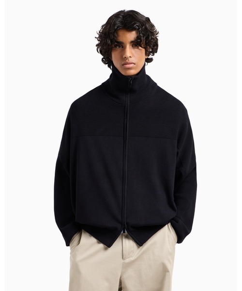 A|X Armani Exchange — джип‑ап мок‑нек вязаный кардиган (Zip‑up Mockneck Knit)