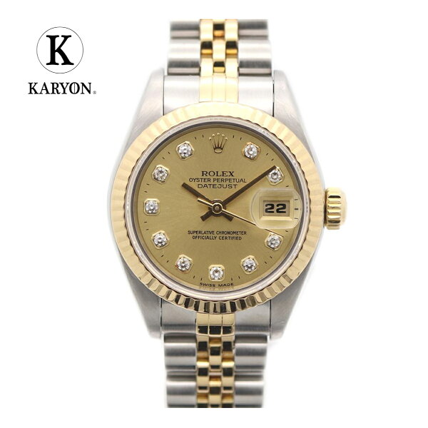 ROLEX Ladies (Cellini) — модель 69173G, корпус 18K желтое золото, с бриллиантами, классический подарок на юбилей/день рождения (винтаж, б/у)