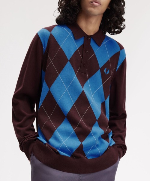 Argyle Long Sleeve Knitted Polo Shirt — вязаная полосатая рубашка‑поло с длинным рукавом