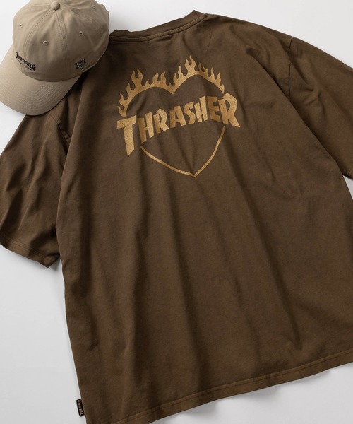 THRASHER пигментная футболка с принтом, Black/Print 26SS новая окраска