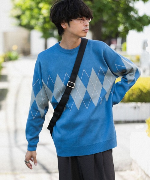Argyle crewneck sweater