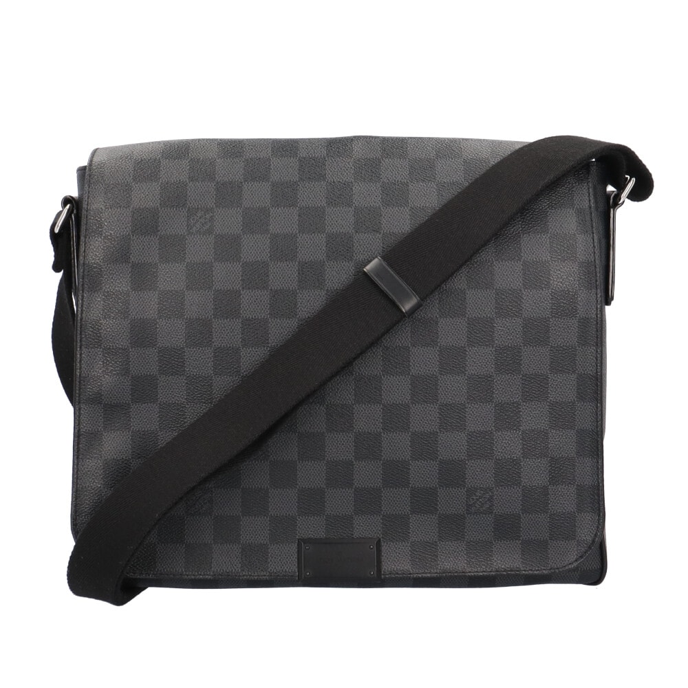 Сумка Louis Vuitton District MM Damier Graphite через плечо, канва Damier Graphite, N41272, чёрная, мужская, б/у