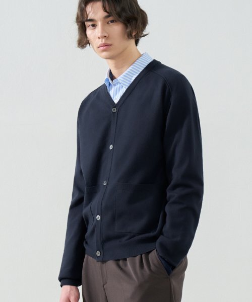Софт PBT нейлоновый V‑neck кардиган NAVY