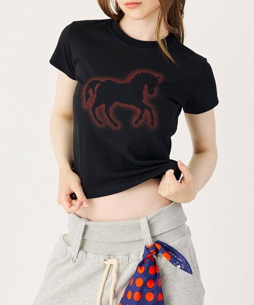 HORSE PRINT TEE футболка с принтом лошади