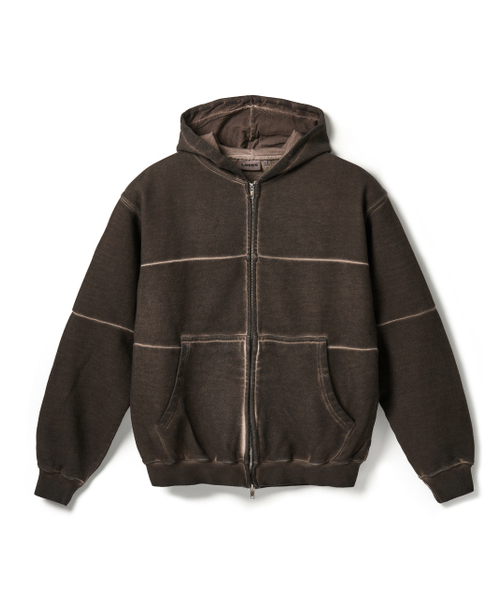 Pigment Dyed Split Zip Hoodie — худи с разделительной молнией, коричневый