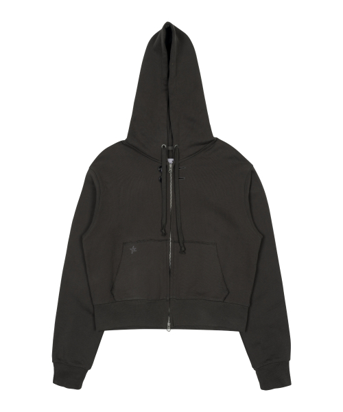 TCM vintage button hooded zip-up (charcoal) — винтажная худи на молнии с капюшоном, угольный