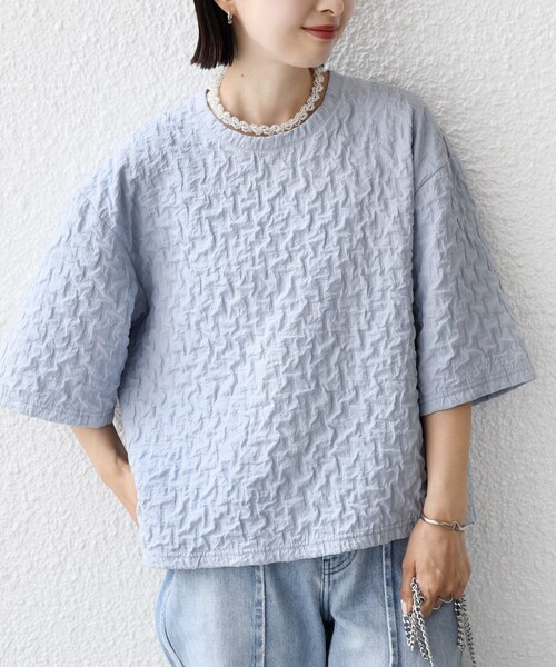 Weave faux cre jacquard short sleeve shirt — жаккардовая рубашка с коротким рукавом