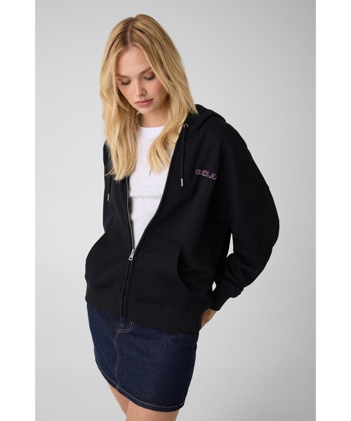 GUESS JEANS худи с молнией и камнями Rhinestone Zip Hoodie, парка‑капюшон