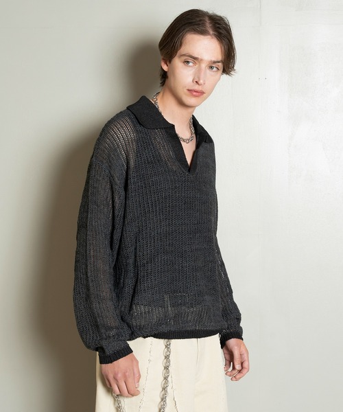 West Side Modern L/S Mesh Knit Polo Shirts — поло с сетчатым вязанием West Side Modern, длинный рукав