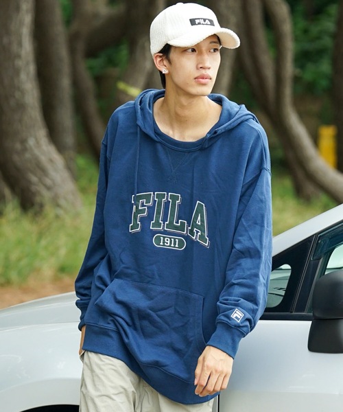 FILA каредж ваппен big shield drop shoulder — худи с крупным логотипом, футер, паддинг