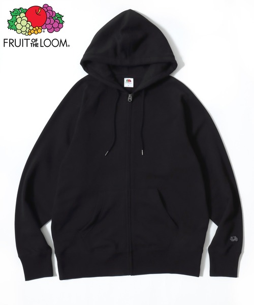 FRUIT OF THE LOOM BASIC SWEAT ZIP UP HOODIE — оверсайз с жаккардовой подкладкой и логотипной вышивкой