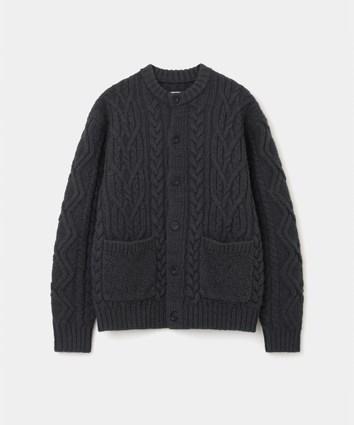Heavy Wool Cable Cardigan — плотный шерстяной кардиган, цвет charcoal