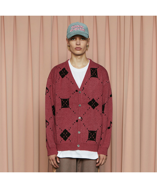 Мюджик Argyle кардиган / розовый