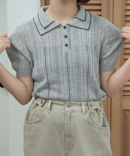 Двойной воротник — короткая рубашка-поло (double collar short sleeve polo knit)
