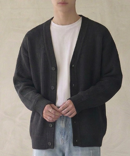 Simple rib‑cardigan
