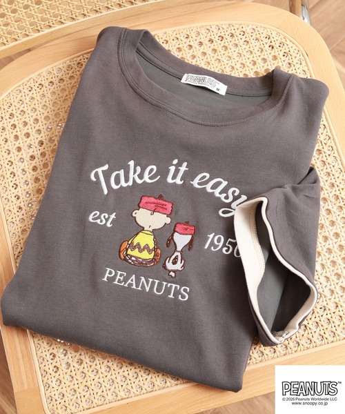 PEANUTS — футболка с刺繍, большая силует, полуприлегающая, антимикробная