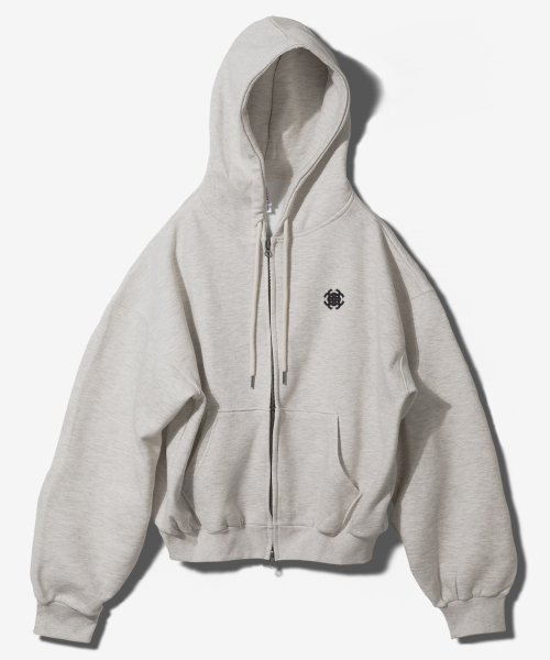 SYMBOL OVER FIT DOUBLE JERSEY HOODED ZIPUP — овсяный (OATMEAL) оверсайз худи на молнии