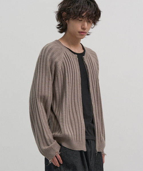 Distressed round neck knit jumper (ASH BEIGE) — джемпер с эффектом потертостей