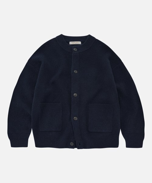 HEAVY WOOL ROUND CARDIGAN — плотный шерстяной кардиган, NAVY