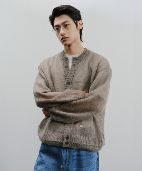 WEB DOUBLE‑RIB CARDIGAN — кардиган хаки