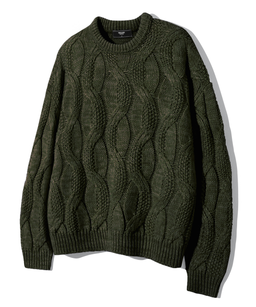 Woshable Big Kerbouble Over Sized Crewneck knit [Karki]