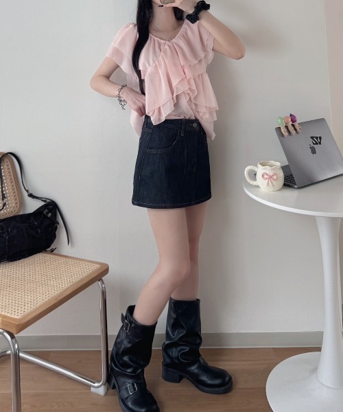 2way sheer frill blouse — двусторонняя шифоновая блуза