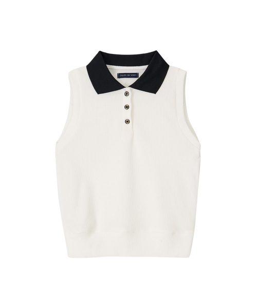 Collar sleeveless top — топ без рукавов, белый