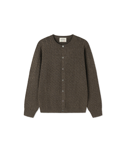 Round neck ケーブルニット кардиган [BROWN] — коричневый вязаный кардиган