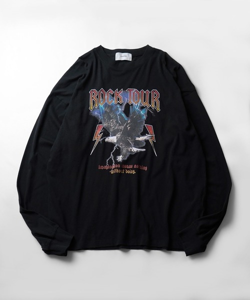 VinTageラック ретропринт Pigment 加工 big silhouette bandron T cut‑sew