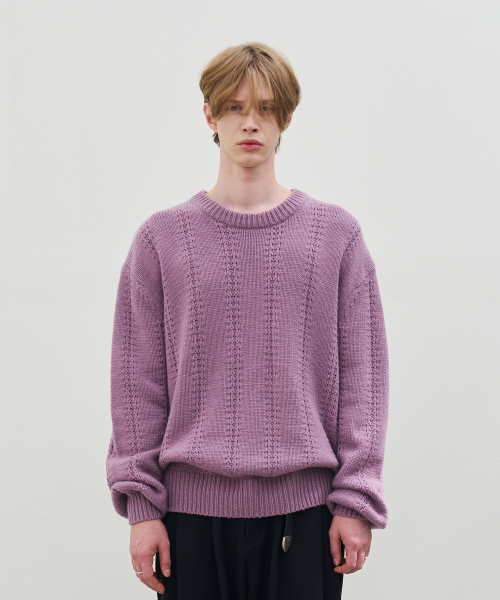 Wool blended crewneck knit (lavender) — шерстяной свитер‑круглый ворот, лавандовый