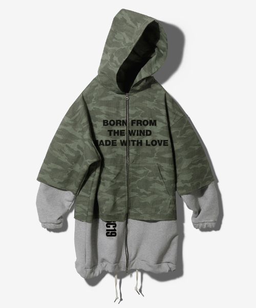 MWL Raw Cut Layered Hooded Zip Up — камуфляжная толстовка с капюшоном и молнией