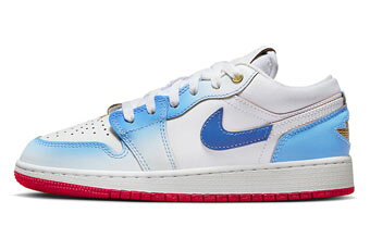 Baseket Shoes Bashu Sneaker Gradient Jordan Air Jordan 1 Low SE GS White/Royal/Red Стрит [GS] Kids