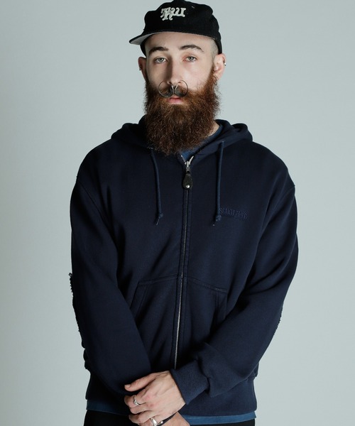 Schott кожаная куртка с налокотниками и застёжкой‑молнией — LEATHER ELBOW PATCH ZIP HOODED SWEAT