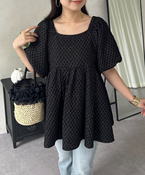 Black Ribbon Daiya Gadget Tactic Poplam ブラウス