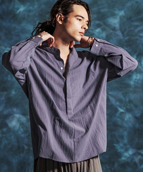 ms6374 — Tropical Stand Collar Pull-over Shirt (JIH-R1154)