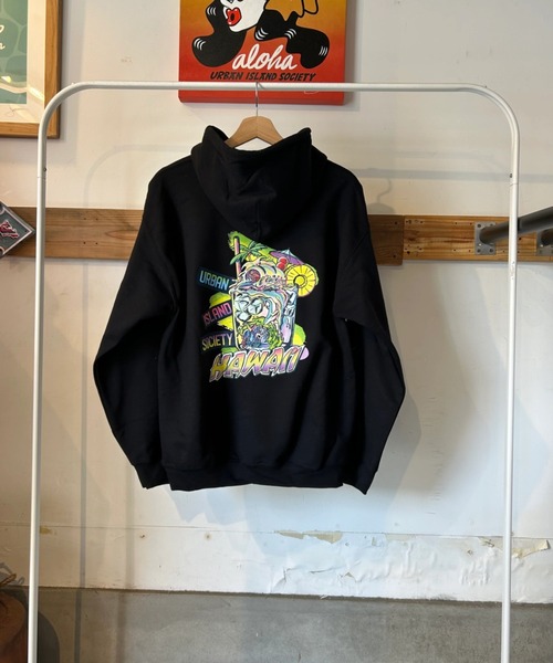URBAN ISLAND SOCIETY UIS MAITAI HOODIE — парка‑худи Parker Pullover Sweet Hawaii Tropical Grafic
